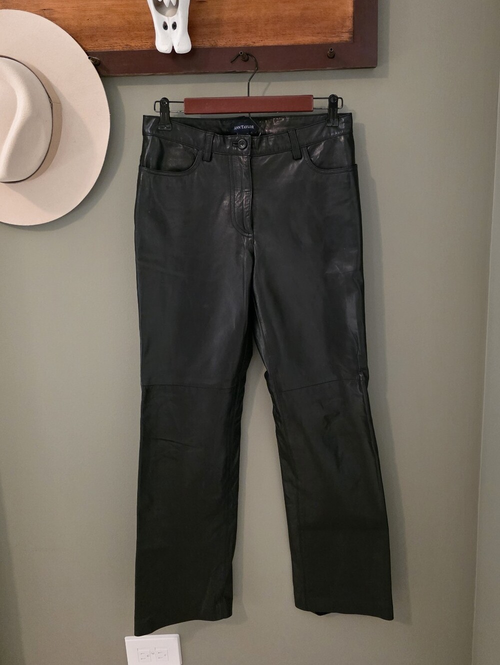 Ann Taylor Vintage Black Leather Pants Biker Grunge Goth Fall Autumn Business